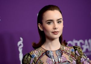 Lily Collins in Alexander McQueen 19th Annual Costume Designers Guild Awards