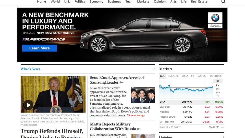 The Wall Street Journal's website.