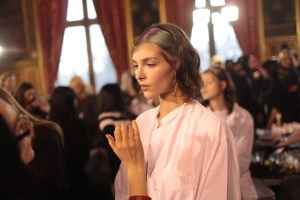 Backstage at Issey Miyake RTW Fall 2017