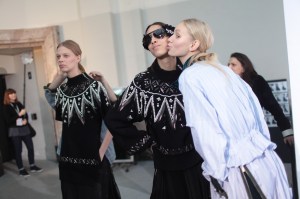 Backstage at Sacai RTW Fall 2017