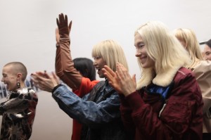 Backstage at Lutz Huelle RTW Fall 2017