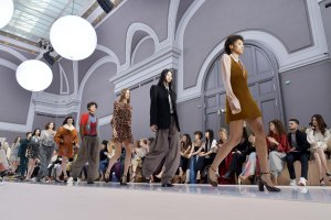 A model on the runway at Clare Waight Keller's fall 2017 Ready-To-Wear collection for Chloe.
