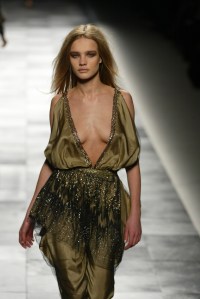 A model on the runway at the Givenchy Fall 2002 show in Paris.