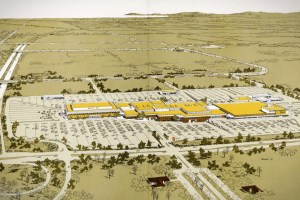 A rendering of the South Coast Plaza's original building.