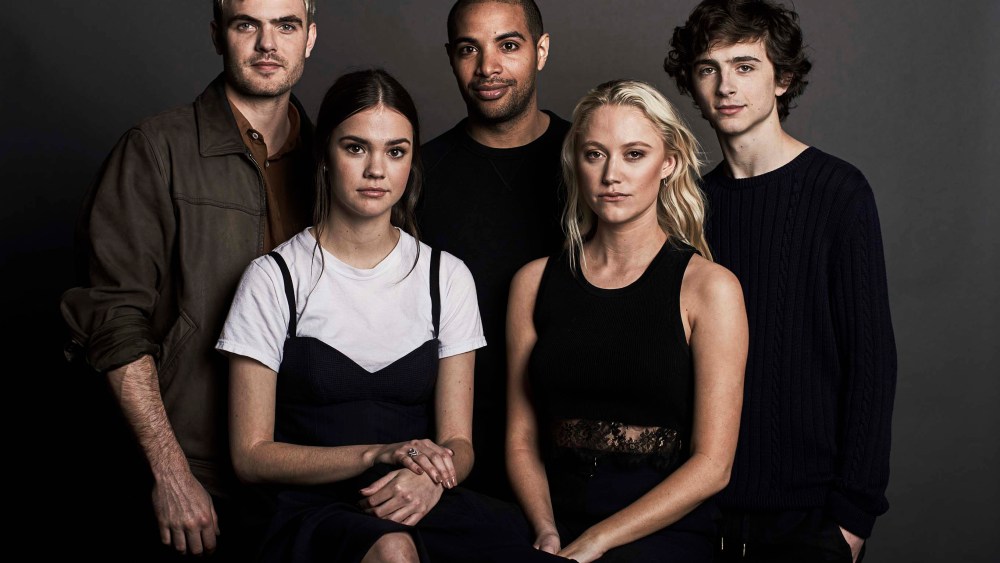 Alex Roe, Maia Mitchell, Elijah Bynum, Maika Monroe, and Timothée Chalamet at SXSW 2017.
