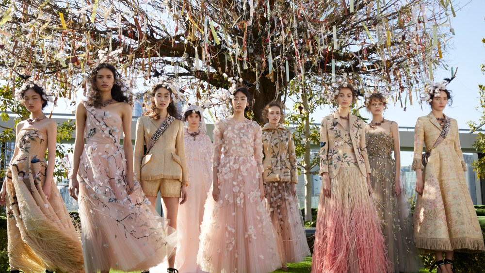 Models in the eight Dior couture looks Maria Grazia Chiuri designed specifically for the Tokyo show.