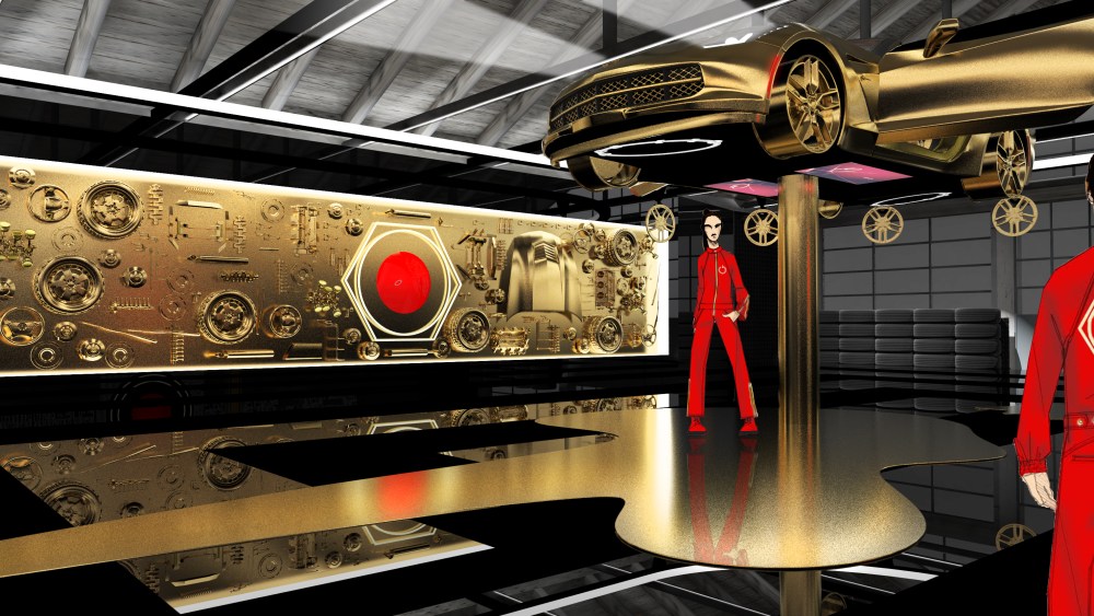 A rendering of Cartier's “Precious Garage” installation.