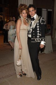 Eva Mendes (L) and Zac Posen attend the Metropolitan Museum of Art's annual Costume Institute gala.2006 Met Costume Institute Gala, New York