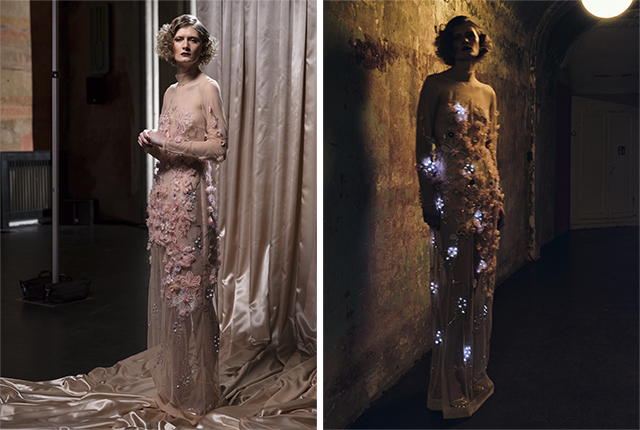 Marlene Dietrich’s vision of the glowing naked dress produced by ElektroCouture.