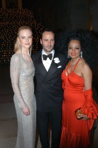 (L-R) Actress Nicole Kidman, designer Tom Ford, and musician Diana Ross attend the Costume Institute Benefit Gala: 'Party of the Year' at the Metropolitan Museum of Art in New York City.2003 Met Costume Institute Gala, New York