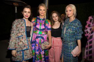 Lily Collins, Kelly Sawyer, Carson Meyer and Pom Klementieff Chanel Dinner hosted by Pharrell Williams, Los Angeles, USA - 06 Apr 2017