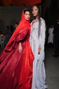 Princess Deena Aljuhani Abdulaziz in Zac Posen with Naomi Campbell in Ralph and Russo.