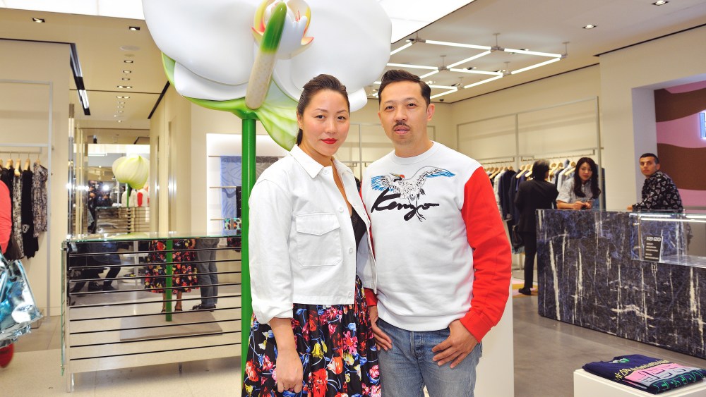 Carol Lim and Humberto Leon in the Kenzo store in Ginza.