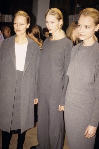 The scene backstage during the Calvin Klein fall 1998 ready to wear collection on April 3, 1998 in New York.