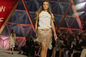 Heidi Klum on the catwalk at the Fashion for Relief event in Cannes