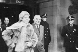 Georges Pompidou, Claude Pompidou French President Georges Pompidou and his wife Claude smile as they leave their hotel in Chicago . They were en route to the airport for trip to New YorkGeorges Pompidou Claude Pompidou, Chicago, USA