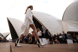 SYDNEY, AUSTRALIA - MAY 14:  A model walks the runway during the Mercedes-Benz Presents Dion Lee show at Mercedes-Benz Fashion Week Resort 18 Collections at the Sydney Opera House on May 14, 2017 in Sydney, Australia.  (Photo by Brendon Thorne/Getty Images)