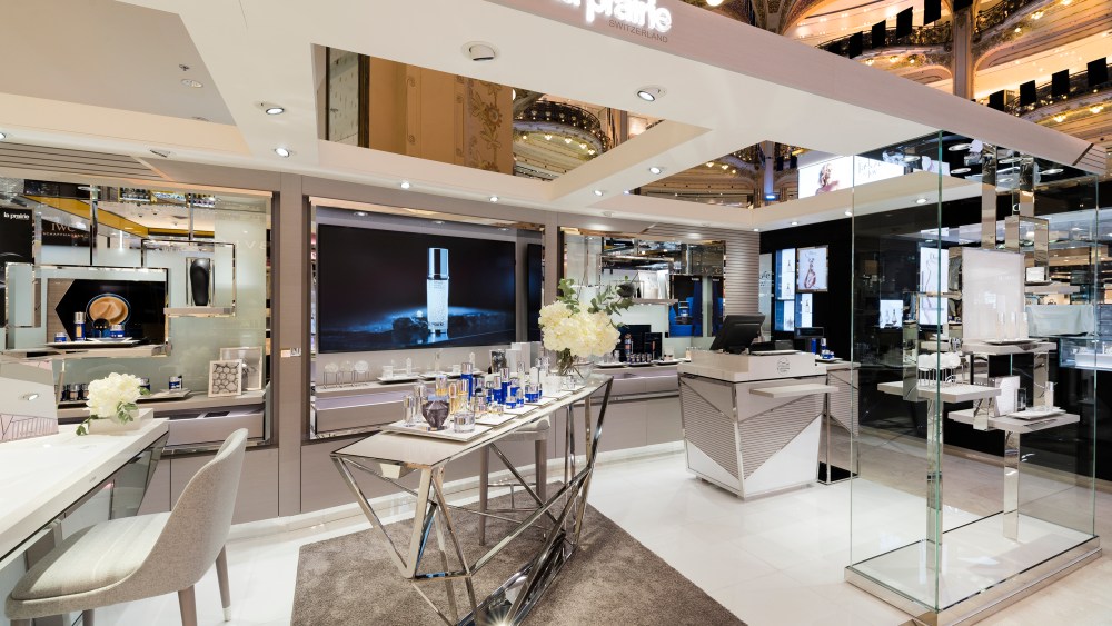 La Prairie's new store design at Galeries Lafayette.