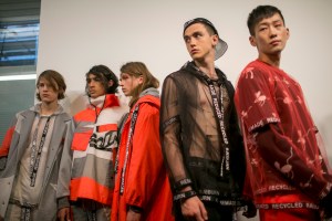 Backstage at Christopher Raeburn Men's Spring 2018