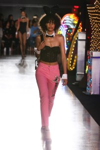 Model on the catwalkMOSCHINO Spring Summer 2018 Menswear and Women's Resort Collection, Runway, Los Angeles, USA - 08 Jun 2017