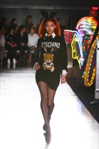 Model on the catwalkMOSCHINO Spring Summer 2018 Menswear and Women's Resort Collection, Runway, Los Angeles, USA - 08 Jun 2017