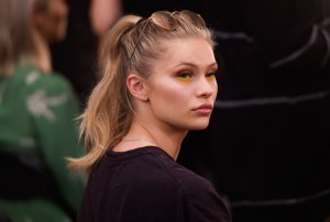 Model backstageMOSCHINO Spring Summer 2018 Menswear and Women's Resort Collection, Backstage, Los Angeles, USA - 08 Jun 2017