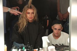 Stella Maxwell and Kristen Stewart backstageMOSCHINO Spring Summer 2018 Menswear and Women's Resort Collection, Los Angeles, USA - 08 Jun 2017
