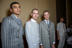 Backstage at Thom Browne Men's Spring 2018