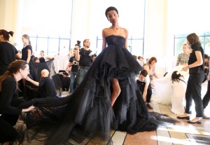 Backstage at Giambattista Valli Couture Fall 2017