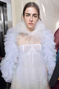 Model backstageSchiaparelli show, Backstage, Fall Winter 2017, Haute Couture Fashion Week, Paris, France - 03 Jul 2017
