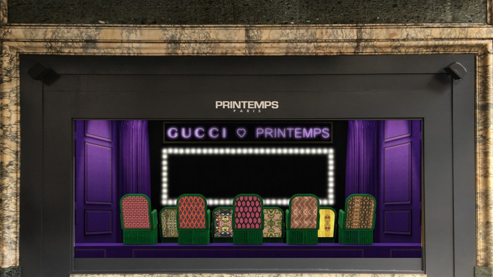 A rendering of the Gucci window displays for Printemps