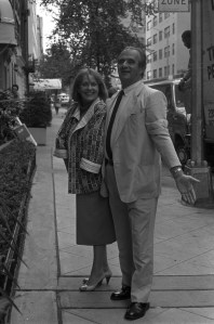 Jeanne Moreau and Paul Bocuse outside of Le Cirque restaurant
