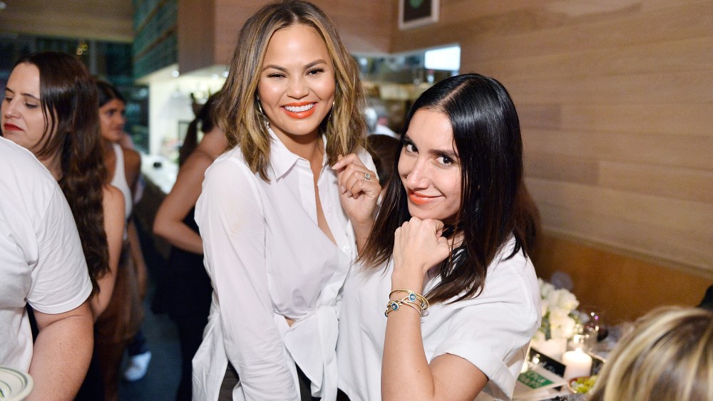 Jen Aitkin and Chrissy Teigen attend INTERMIX x A.L.C "On Duty" Launch Dinner