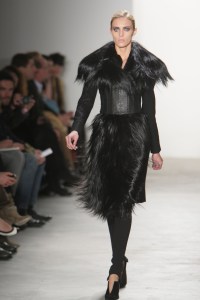 A model on the runway at Altuzarra's fall 2010 show at Milk Studios. Designed by Joseph Altuzarra.