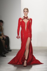 A model on the runway at Altuzarra's fall 2010 show at Milk Studios. Designed by Joseph Altuzarra.