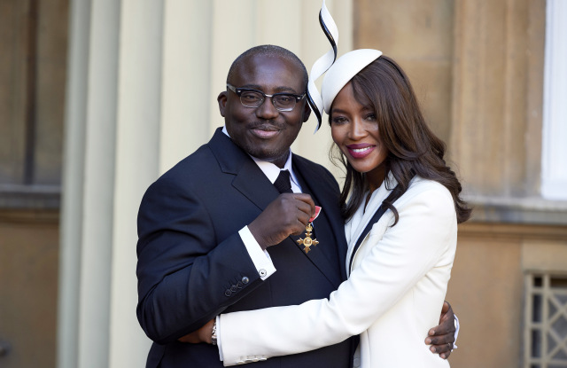 Edward Enninful after receiving his Officer of the Order of the British Empire (OBE) and Naomi CampbellInvestitures at Buckingham Palace, London, UK - 27 Oct 2016