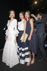 Backstage at Badgley Mischka RTW Spring 2018