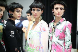 Backstage at Giorgio Armani RTW Spring 2018