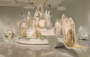 View of the exhibition Love Is Love: Wedding Bliss for All à la Jean Paul Gaultier, the Montreal Museum of Fine Arts, 2017.