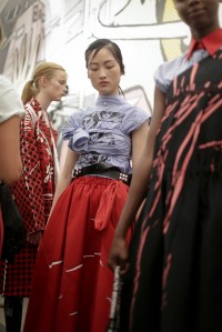 Backstage at Prada RTW Spring 2018