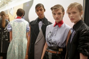 Backstage at Prada RTW Spring 2018