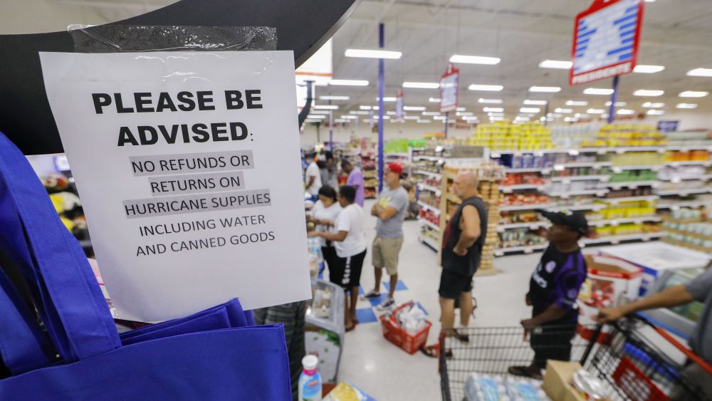 Shoppers wait in lines to purchase supplies at the Presidente Supermarket in the Little Haiti neighborhood ahead of the expected arrival of Hurricane Irma in Miami, Florida, USA, 07 September 2017. Miami Beach, the Florida Keys and other low-lying areas are under a mandatory evacuation order ahead of Irma.Hurricane Irma preparations in Miami Beach, Florida, USA - 07 Sep 2017