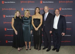 Carolyn Miles, Jill Biden, Jennifer Garner, Joe Biden, Ezaat Aloqla. President/CEO of Save The Children Carolyn Miles, from left, Dr. Jill Biden, Actress/Save The Children Trustee Jennifer Garner, Former Vice President Joe Biden and Ezaat Aloqla attend the 5th Annual Save The Children Illumination Gala at The American Museum of Natural History, in New York5th Annual Save The Children Illumination Gala, New York, USA - 18 Oct 2017
