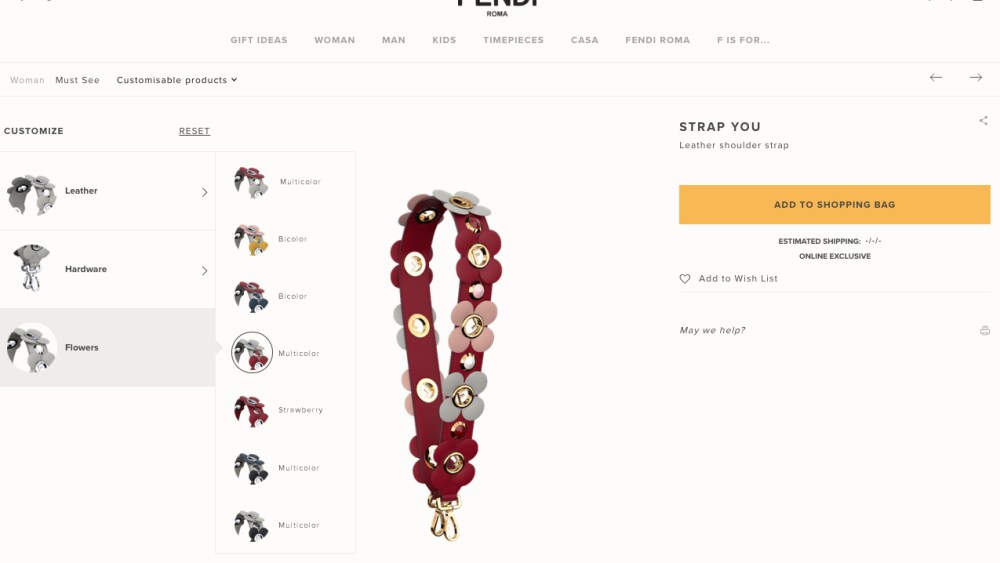 Fendi "Customize It" Online Personalization Service