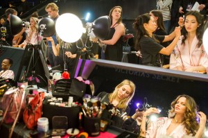 Backstage at the Victoria's Secret fashion show 2017