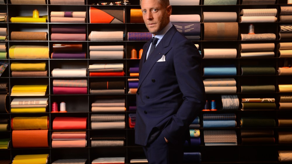 Lapo Elkann portrayed inside Garage Italia's "Materioteca" area