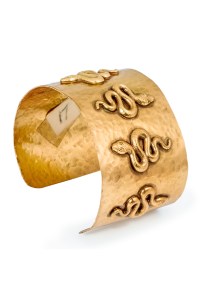 A gold-plated cuff bracelet worn by Elizabeth Taylor in "Cleopatra" (20th Century Fox, 1963).