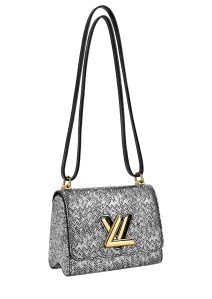 Twist PM in silver Epi leather with chevron pattern.