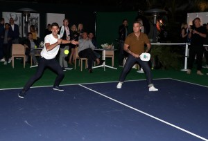 Robbie Williams and Novak DjokovicLacoste reopening celebration, Inside, Los Angeles, USA - 07 Nov 2017