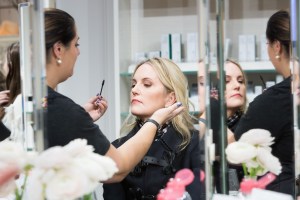 Blushington regular Aline Shapiro getting a touch-up.